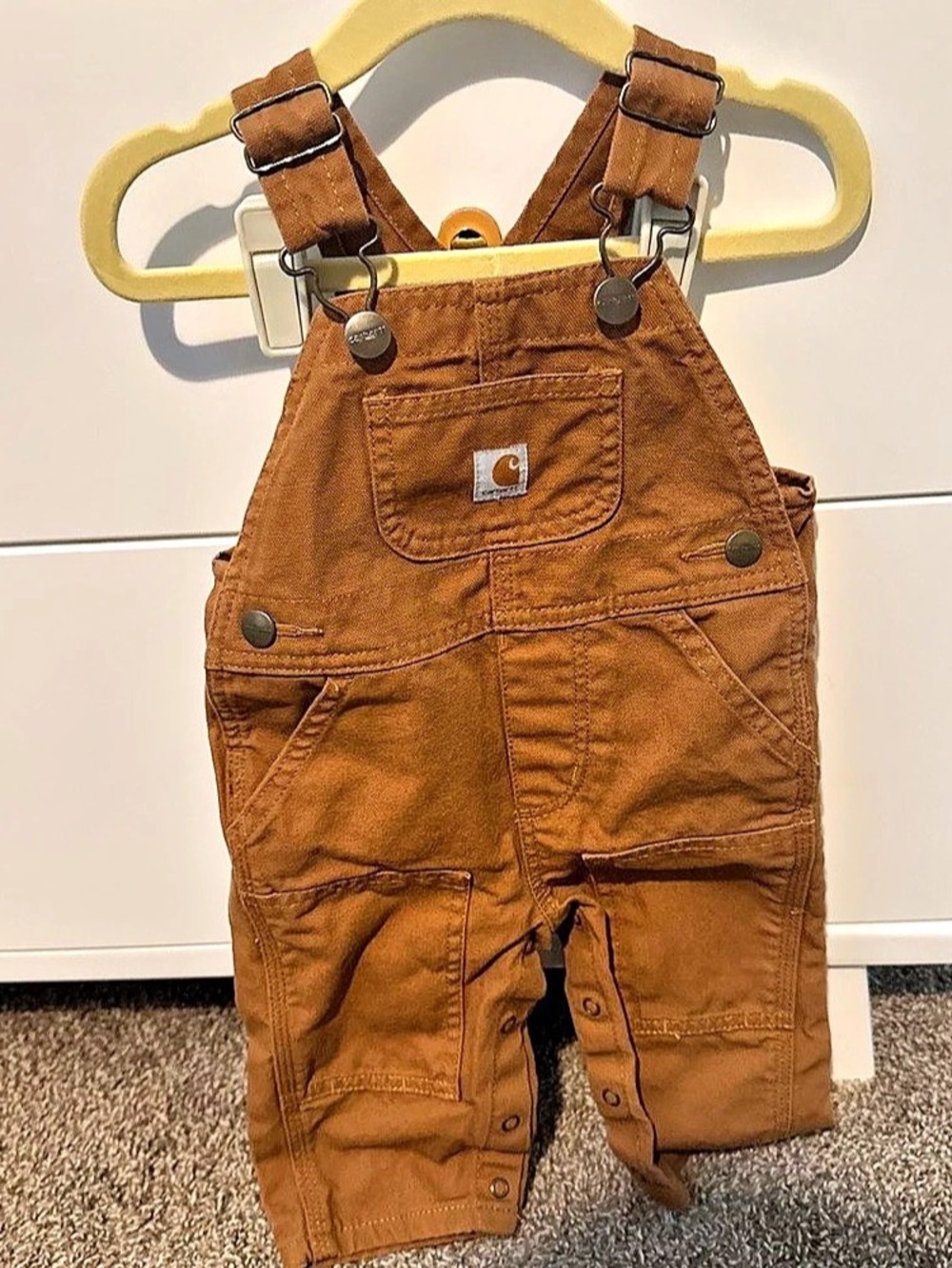 Carhartt Infant Canvas Bib Overalls Brown 6M